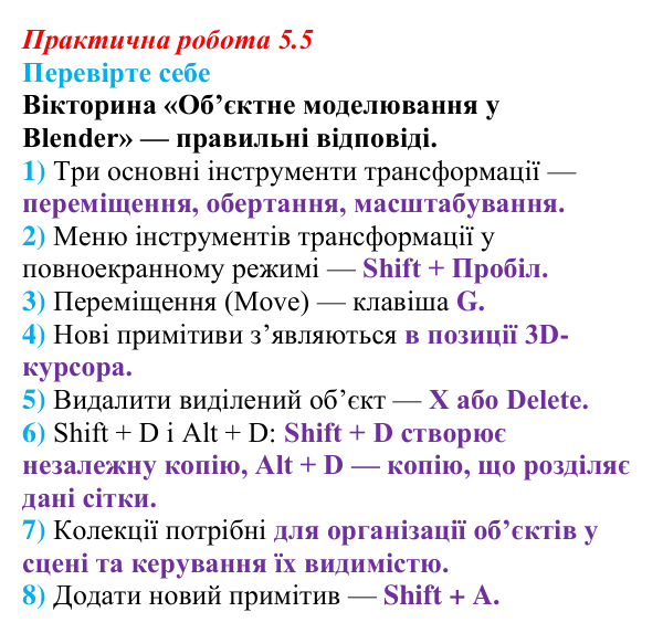 Відповіді до вправи «Перевірте себе» практичної роботи 5.5 з інформатики для 9 класу, Біос 2026: Об’єктне моделювання...