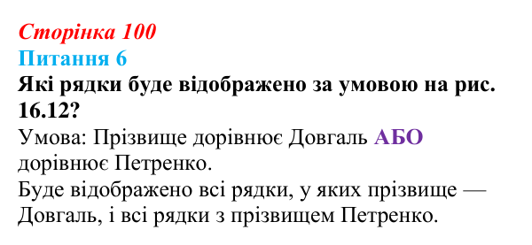 Відповідь до питання 6 (с. 100) з інформатики для 9 класу, Бондаренко 2026: Упорядкування даних. Умовне форматування