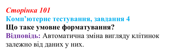 Відповідь до завдання 4 комп’ютерного тестування (с. 101) з інформатики для 9 класу, Бондаренко 2026: Упорядкування даних...