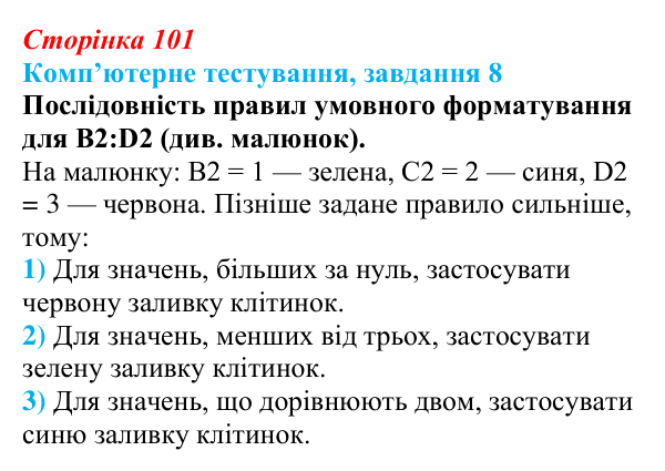 Відповідь до завдання 8 комп’ютерного тестування (с. 101) з інформатики для 9 класу, Бондаренко 2026: Упорядкування даних...