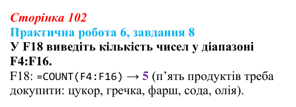 Відповідь до завдання 8 практичної роботи 6 (с. 102) з інформатики для 9 класу, Бондаренко 2026: Використання функцій...