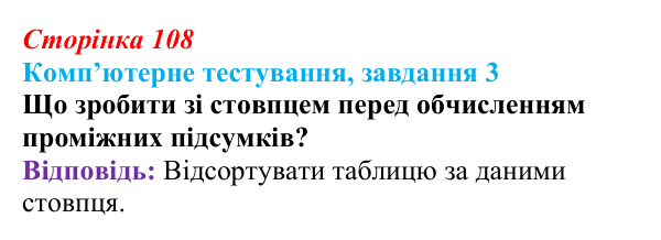 Відповідь до завдання 3 комп’ютерного тестування (с. 108) з інформатики для 9 класу, Бондаренко 2026: Розширені фільтри...