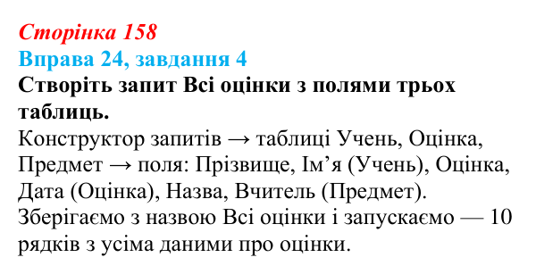 Відповідь до завдання 4 вправи 24 (с. 158) з інформатики для 9 класу, Бондаренко 2026: Форми