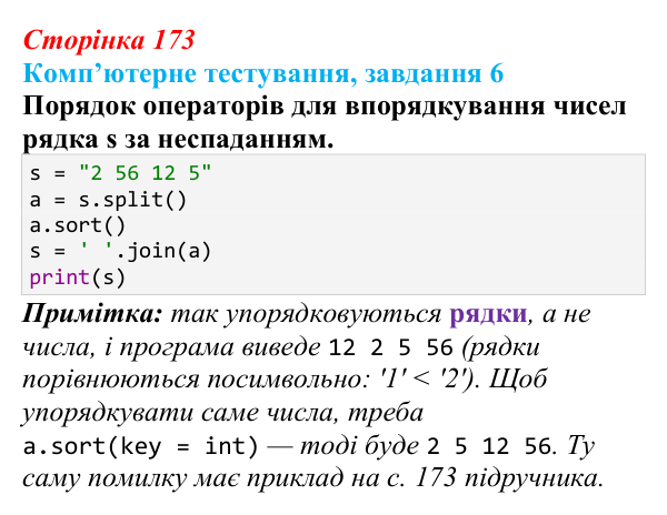 Відповідь до завдання 6 комп’ютерного тестування (с. 173) з інформатики для 9 класу, Бондаренко 2026: Функції та методи...