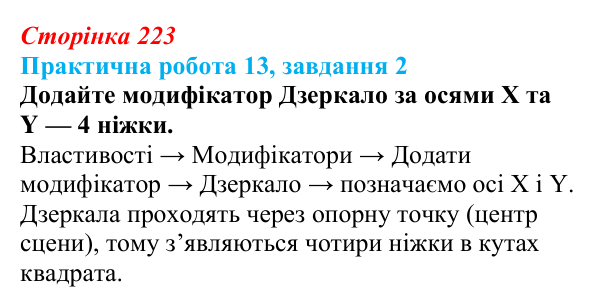 Відповідь до завдання 2 практичної роботи 13 (с. 223) з інформатики для 9 класу, Бондаренко 2026: Створення об’єктів для...