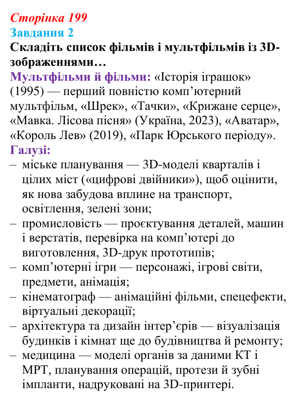 Відповідь до завдання 2 (с. 199) з інформатики для 9 класу, Коршунова 2026: Тривимірна графіка, Blender