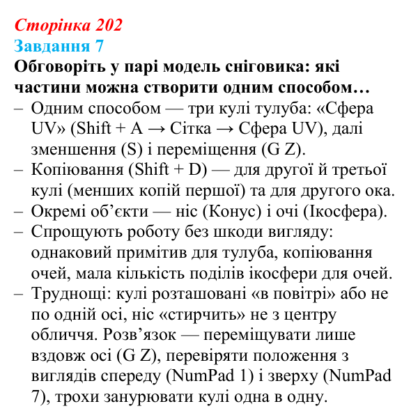 Відповідь до завдання 7 (с. 202) з інформатики для 9 класу, Коршунова 2026: Тривимірна графіка, Blender