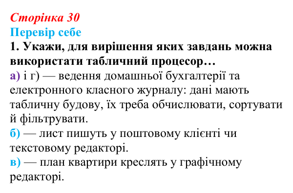 Відповідь до завдання «Перевір себе» 1 (с. 30) з інформатики для 9 класу, Коршунова 2026: Сортування, прості та розширені...