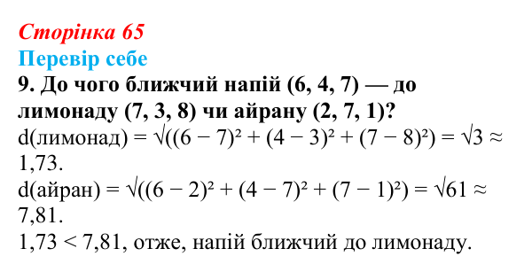 Відповідь до завдання «Перевір себе» 9 (с. 65) з інформатики для 9 класу, Коршунова 2026: Основи машинного навчання...
