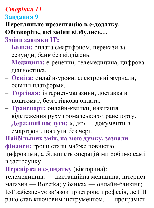 Сторінка 11, завдання 9 Відповідь до завдання 9 (с. 11) з інформатики для 9 класу, Морзе 2026: проєкт 1 «Моя майбутня професія»
