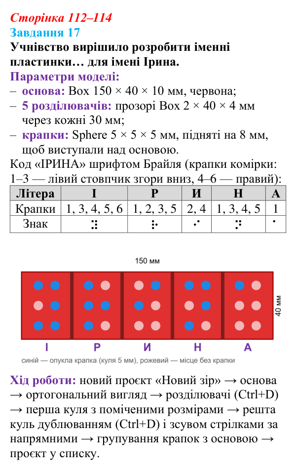 Відповідь до завдання 17 (с. 112–114) з інформатики для 9 класу, Морзе 2026: проєкт 8 «3D-архітектор»