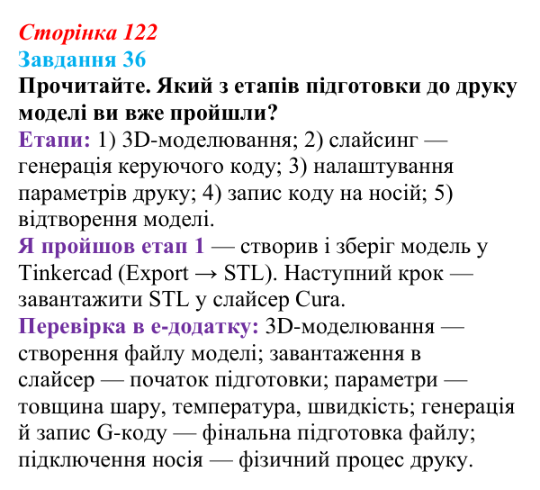 Сторінка 122, завдання 36 Відповідь до завдання 36 (с. 122) з інформатики для 9 класу, Морзе 2026: проєкт 8 «3D-архітектор»