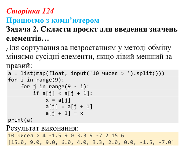 Сторінка 124, працюємо з комп’ютером, завдання 2 Відповідь до завдання 2 вправи «Працюємо з комп’ютером» (с. 124) з інформатики для 9 класу, Ривкінд 2026: Сортування даних...