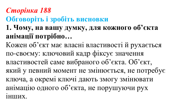 Сторінка 188, обговоріть 1 Відповідь до завдання «Обговоріть і зробіть висновки», № 1 (с. 188) з інформатики для 9 класу, Ривкінд 2026: Створення...
