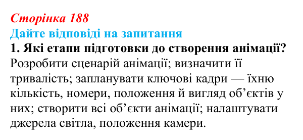 Відповідь до запитання 1 (с. 188) з інформатики для 9 класу, Ривкінд 2026: Створення 3D-анімації в редакторі Blender