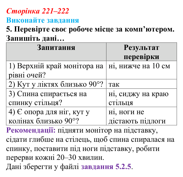 Відповідь до завдання 5 (с. 221–222) з інформатики для 9 класу, Ривкінд 2026: Захист персональних даних. Права людини...