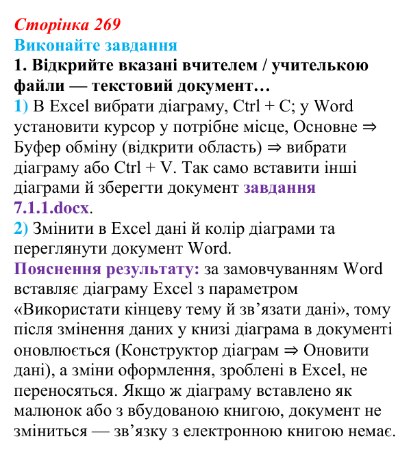 Сторінка 269, завдання 1 Відповідь до завдання 1 (с. 269) з інформатики для 9 класу, Ривкінд 2026: Практикум з використання інформаційних...