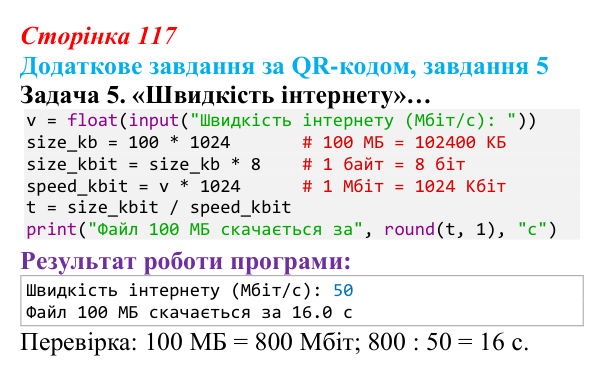 Відповідь до додаткового завдання 5 (с. 117) з інформатики для 9 класу, Тріщук 2026: Повторення основ Python. Структура...