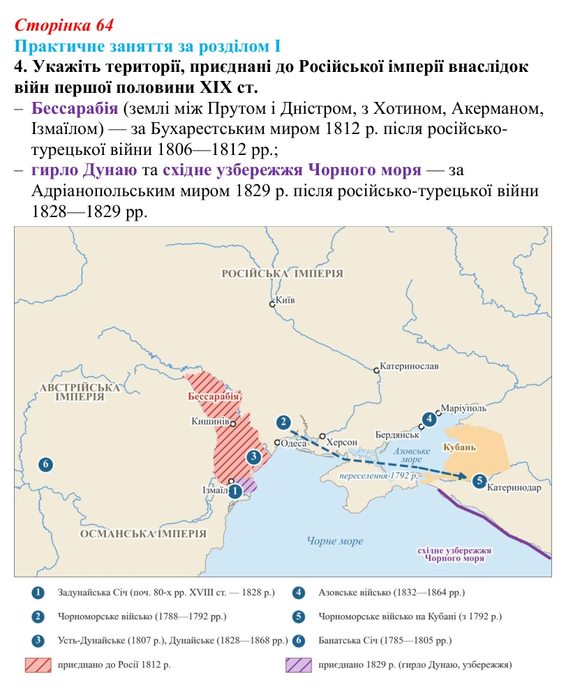 Відповідь: практичне заняття за розділом I, контурна карта, завдання 4 (с. 64) з історії України для 9 класу, Галімов 2026