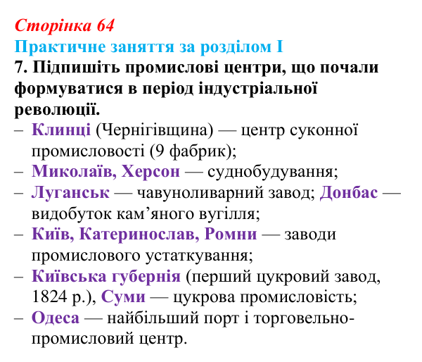 Відповідь: практичне заняття за розділом I, контурна карта, завдання 7 (с. 64) з історії України для 9 класу, Галімов 2026