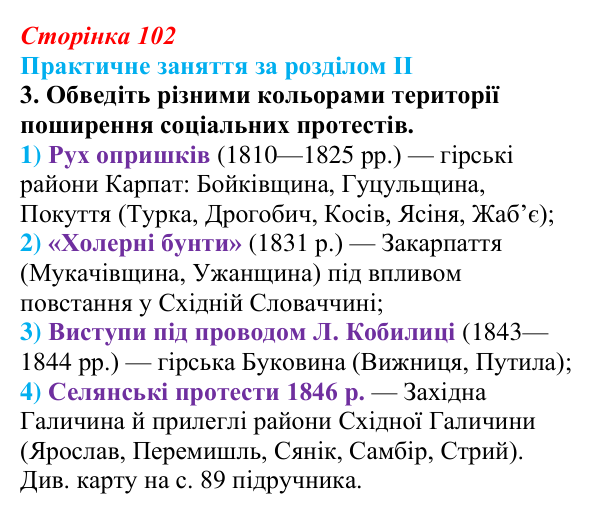 Відповідь: практичне заняття за розділом II, контурна карта, завдання 3 (с. 102) з історії України для 9 класу, Галімов 2026