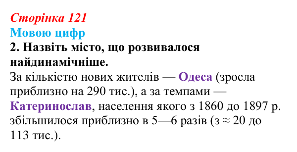 Відповідь до питання 2 на с. 121 (§ 16) з історії України для 9 класу, Хлібовська 2026: Промисловість, торгівля, міста...