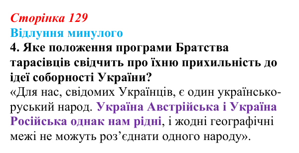 Сторінка 129, питання 4 Відповідь до питання 4 на с. 129 (§ 17) з історії України для 9 класу, Хлібовська 2026: Громадівський рух