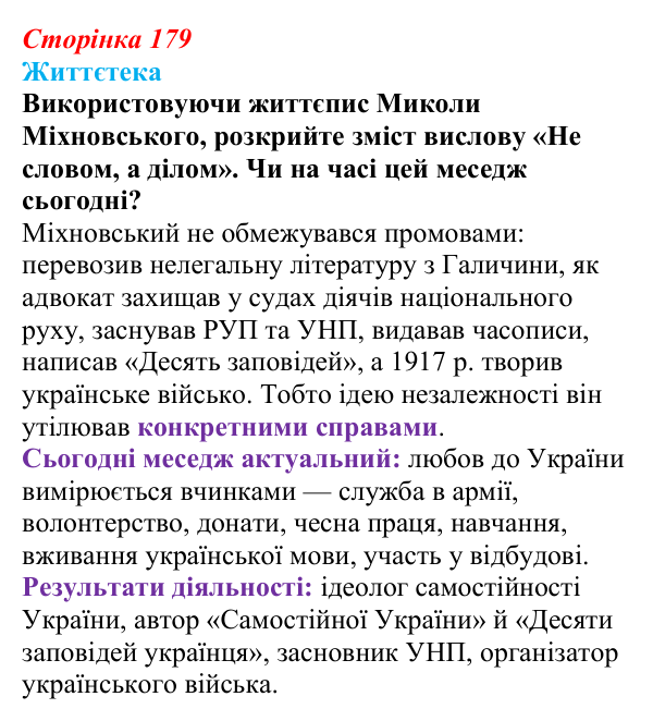 Сторінка 179, питання 1 Відповідь до питання 1 на с. 179 (§ 24) з історії України для 9 класу, Хлібовська 2026: Суспільно-політичне життя...