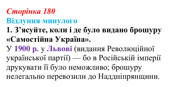 Відповідь до питання 1 на с. 180 (§ 24) з історії України для 9 класу, Хлібовська 2026: Суспільно-політичне життя...