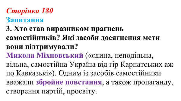 Сторінка 180, завдання 3 Відповідь до завдання 3 § 24 (с. 180) з історії України для 9 класу, Хлібовська 2026: Суспільно-політичне життя...