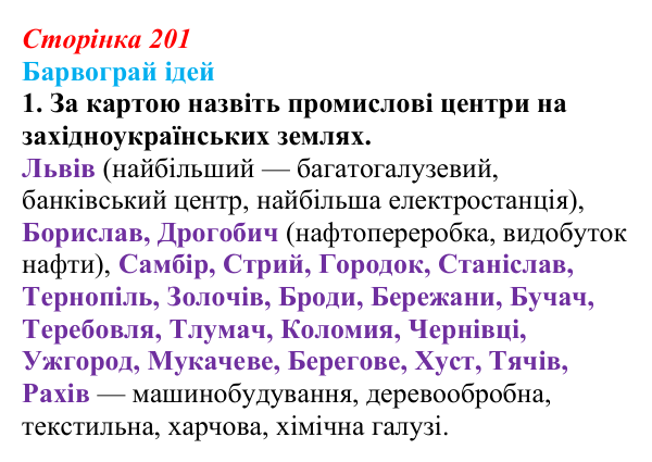 Відповідь до питання 1 на с. 201 (§ 28) з історії України для 9 класу, Хлібовська 2026: Економічне становище...
