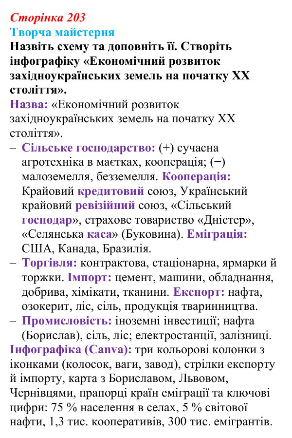 Сторінка 203, питання 2 Відповідь до питання 2 на с. 203 (§ 28) з історії України для 9 класу, Хлібовська 2026: Економічне становище...