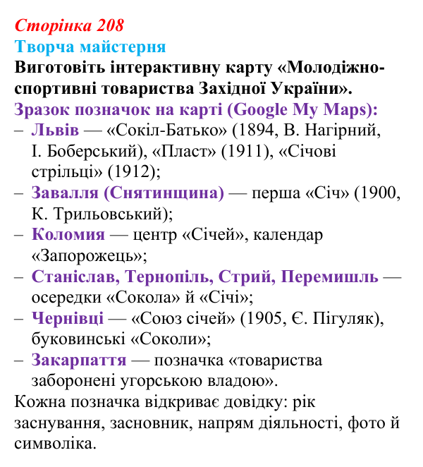 Сторінка 208, питання 3 Відповідь до питання 3 на с. 208 (§ 29) з історії України для 9 класу, Хлібовська 2026: Національно-культурний рух...