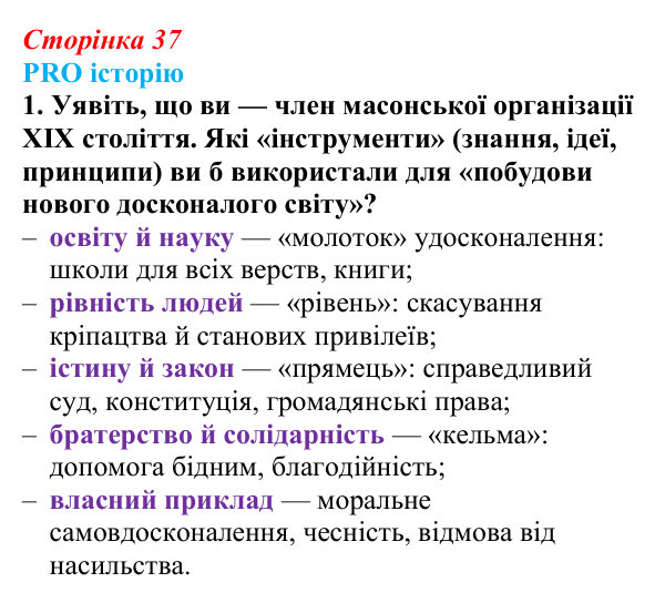 Сторінка 37, питання 1 Відповідь до питання 1 на с. 37 (§ 5) з історії України для 9 класу, Хлібовська 2026: Суспільно-політичні рухи, опозиційні...