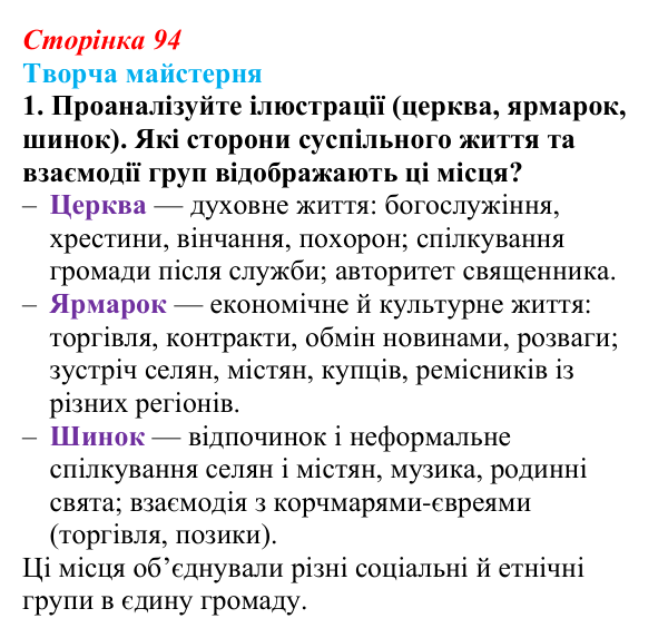 Відповідь до питання 1 на с. 94 (§ 12) з історії України для 9 класу, Хлібовська 2026: Повсякденне життя. Становище жінки