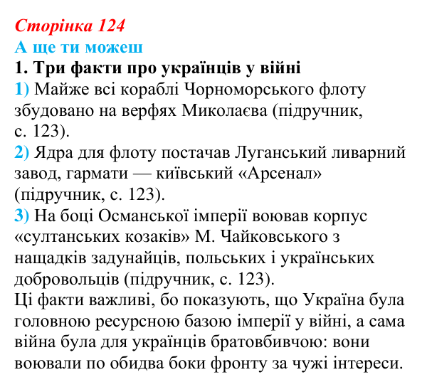 Відповідь до завдання «А ще ти можеш» § 18 (с. 124) з історії України для 9 класу, Пометун 2026: Українці у Східній...