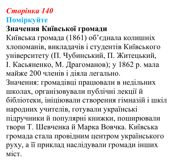 Сторінка 140, поміркуйте Відповідь до завдання «Поміркуйте» § 21 (с. 140) з історії України для 9 класу, Пометун 2026: Суспільно-політичне життя...