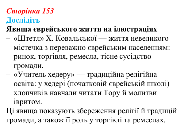 Відповідь до завдання «Дослідіть» § 23 (с. 153) з історії України для 9 класу, Пометун 2026: Польський, єврейський...