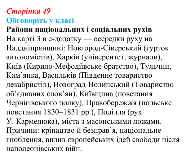 Відповідь до завдання «Обговоріть у класі» § 8 (с. 49) з історії України для 9 класу, Пометун 2026: Польський і російський...