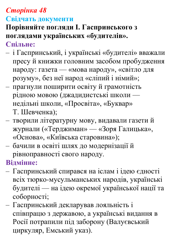 Відповідь до питання 2 на с. 48 (§ 47) з інтегрованого курсу історії для 9 класу, Щупак 2026 ч.2: Кримські татари...