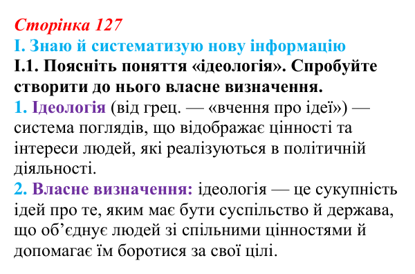 Відповідь до завдання I.1 § 21 (с. 127) з інтегрованого курсу історії для 9 класу, Щупак 2026: Європа у вирі соціальних...