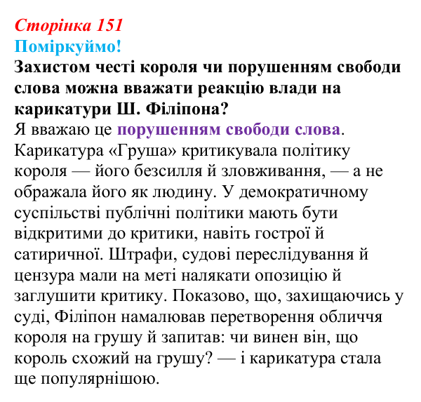 Відповідь до питання 1 на с. 151 (§ 27) з інтегрованого курсу історії для 9 класу, Щупак 2026: Франція — між монархією...