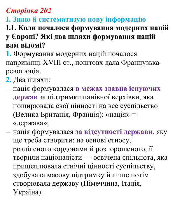 Відповідь до завдання I.1 § 36 (с. 202) з інтегрованого курсу історії для 9 класу, Щупак 2026: Німеччина: від...