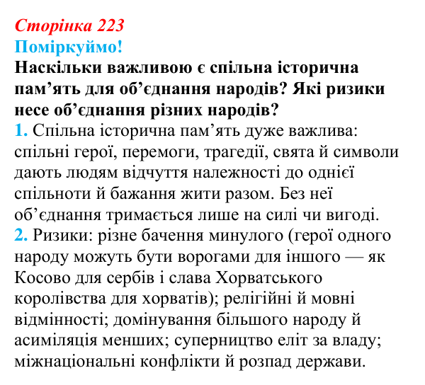 Відповідь до питання 2 на с. 223 (§ 39) з інтегрованого курсу історії для 9 класу, Щупак 2026: Австро-Угорщина — «мозаїчна...
