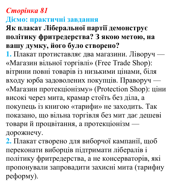 Відповідь до питання 2 на с. 81 (§ 13) з інтегрованого курсу історії для 9 класу, Щупак 2026: «Вікторіанська» Британія...