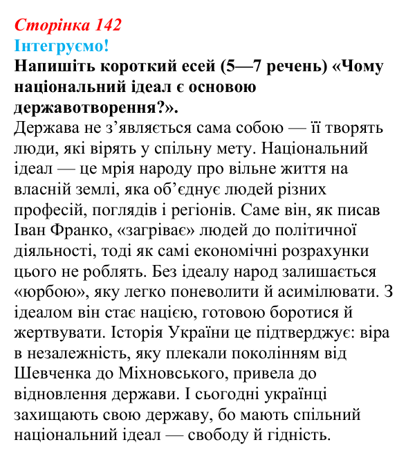 Відповідь до завдання 5 рубрики «Інтегруємо!» (с. 142) з історії: Україна і світ для 9 класу, Васильків 2026 ч.2...