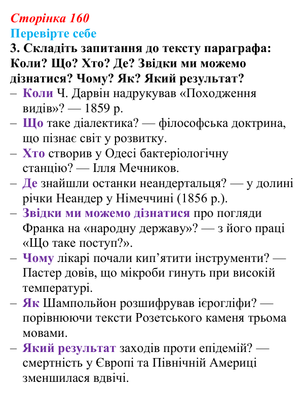 Сторінка 160, перевірте себе, завдання 3 Відповідь до завдання 3 «Перевірте себе» (с. 160, § 45) з історії: Україна і світ для 9 класу, Васильків 2026 ч.2: Модель...