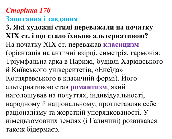 Сторінка 170, завдання 3 Відповідь до завдання 3 (с. 170, § 46–47) з історії: Україна і світ для 9 класу, Васильків 2026 ч.2: Національні культури...