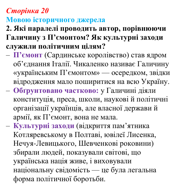 Відповідь до завдання 2 до джерела 2 (с. 20, § 31) з історії: Україна і світ для 9 класу, Васильків 2026 ч.2: Українці...