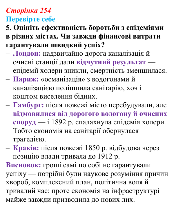 Сторінка 254, перевірте себе, завдання 5 Відповідь до завдання 5 «Перевірте себе» (с. 254, § 52) з історії: Україна і світ для 9 класу, Васильків 2026 ч.2: Місто...